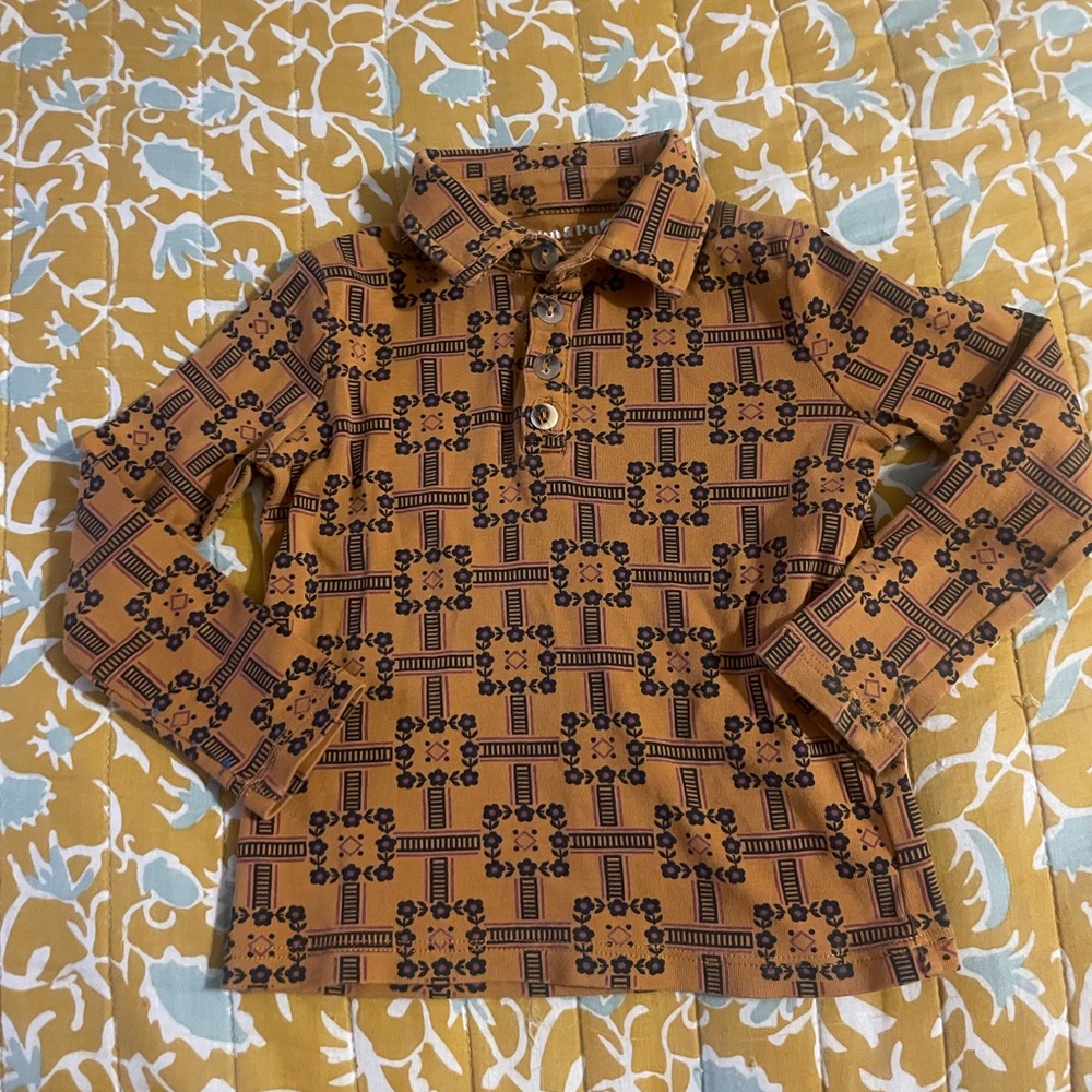 Misha And Puff Brown Geometric Kids Shirt